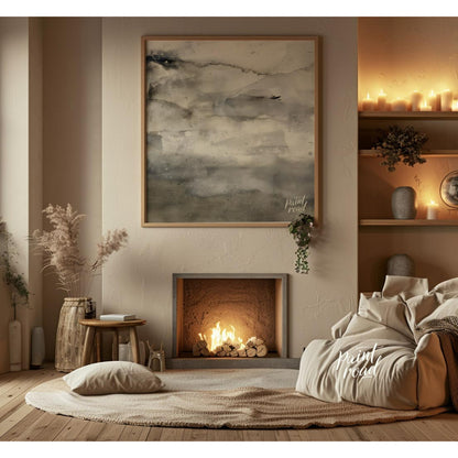 Cloudscape Veil presents a serene abstract composition with a focus on atmospheric textures and sub… for space