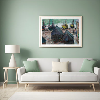 Capture the tranquil essence of a seaside village with this impressionistic piece showcasing a for Hall