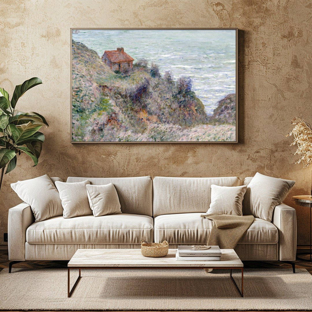 Immerse yourself in the tranquil beauty of the coastline with this exquisite artwork. The soft hues for Family Room