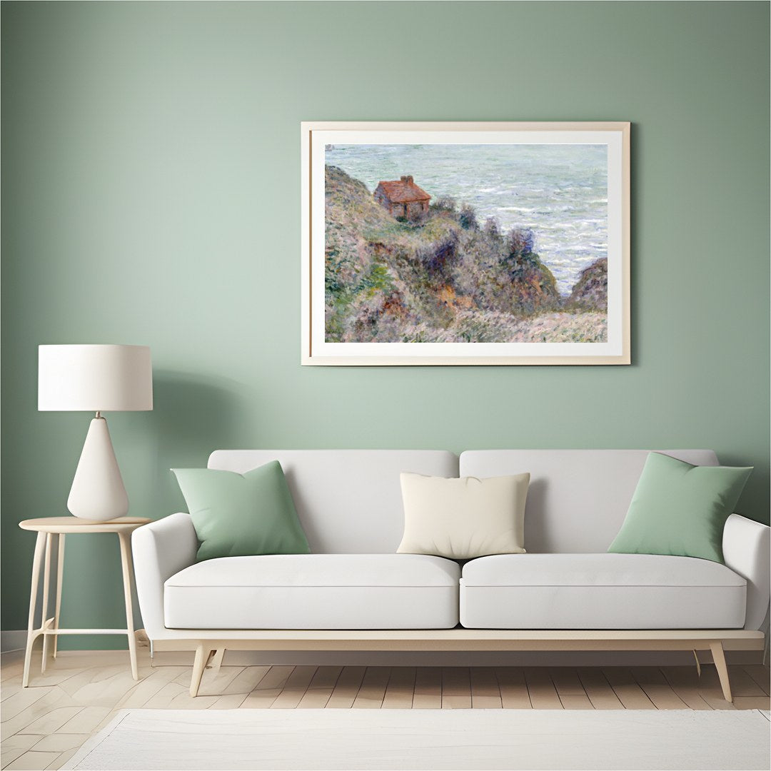 Immerse yourself in the tranquil beauty of the coastline with this exquisite artwork. The soft hues for Hall