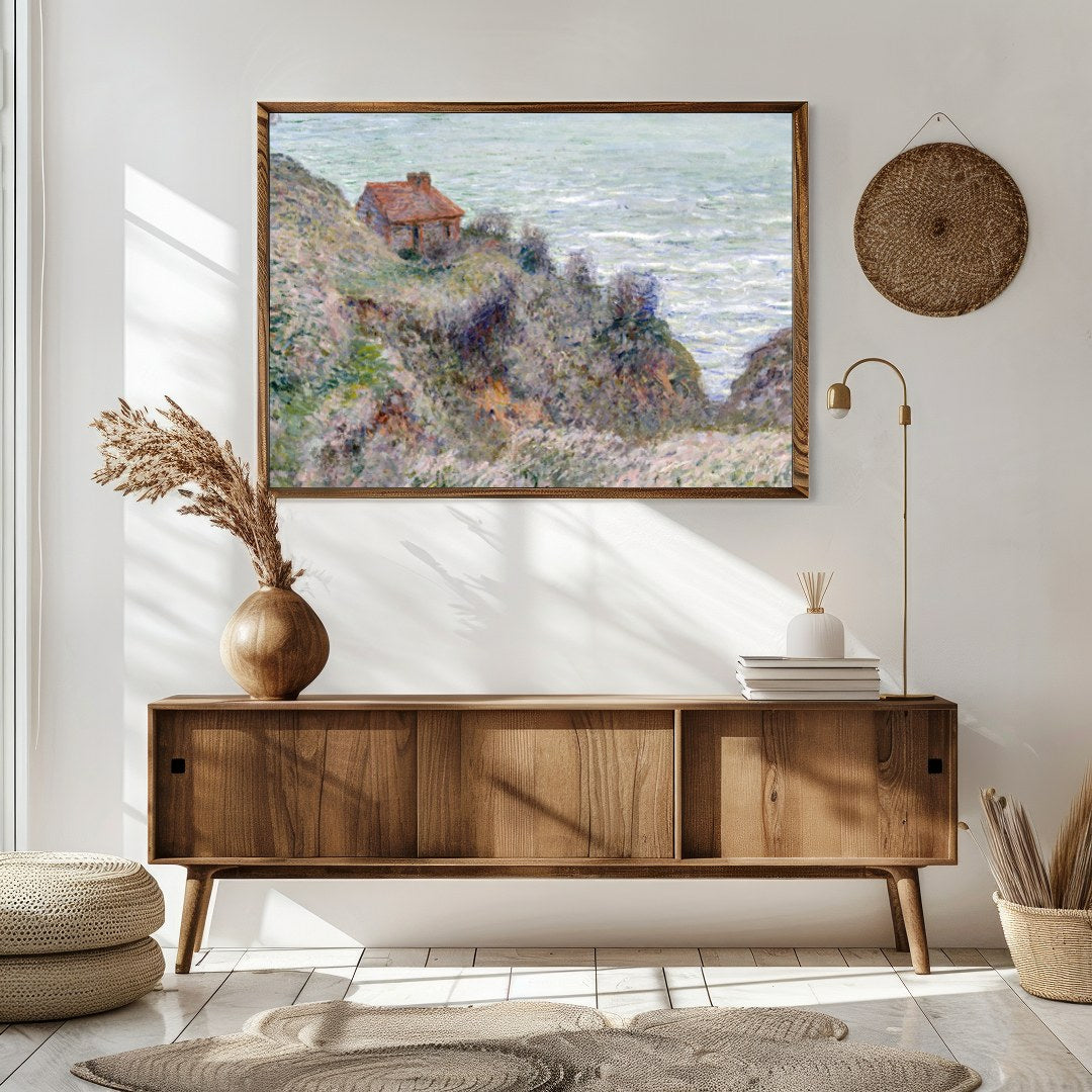 Immerse yourself in the tranquil beauty of the coastline with this exquisite artwork. The soft hues for Sitting Area