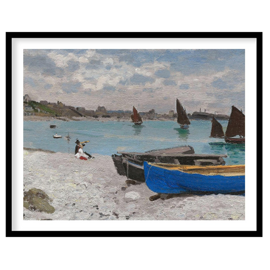 This exquisite artwork captures the tranquil beauty of a serene coastal scene with vivid sailboats for bedroom