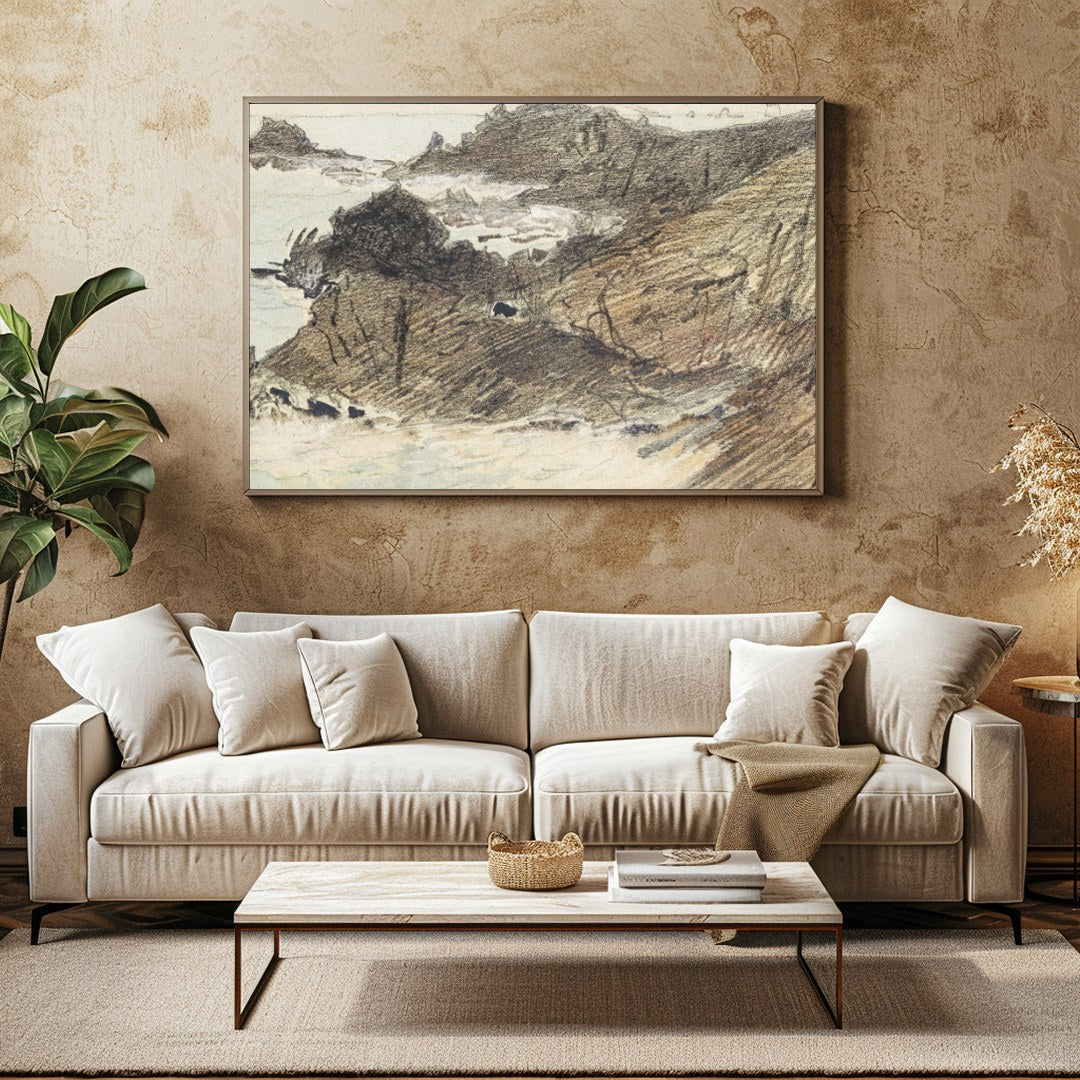 Immerse yourself in the tranquil beauty of the coastline with this exquisite sketch. The delicate for Family Room