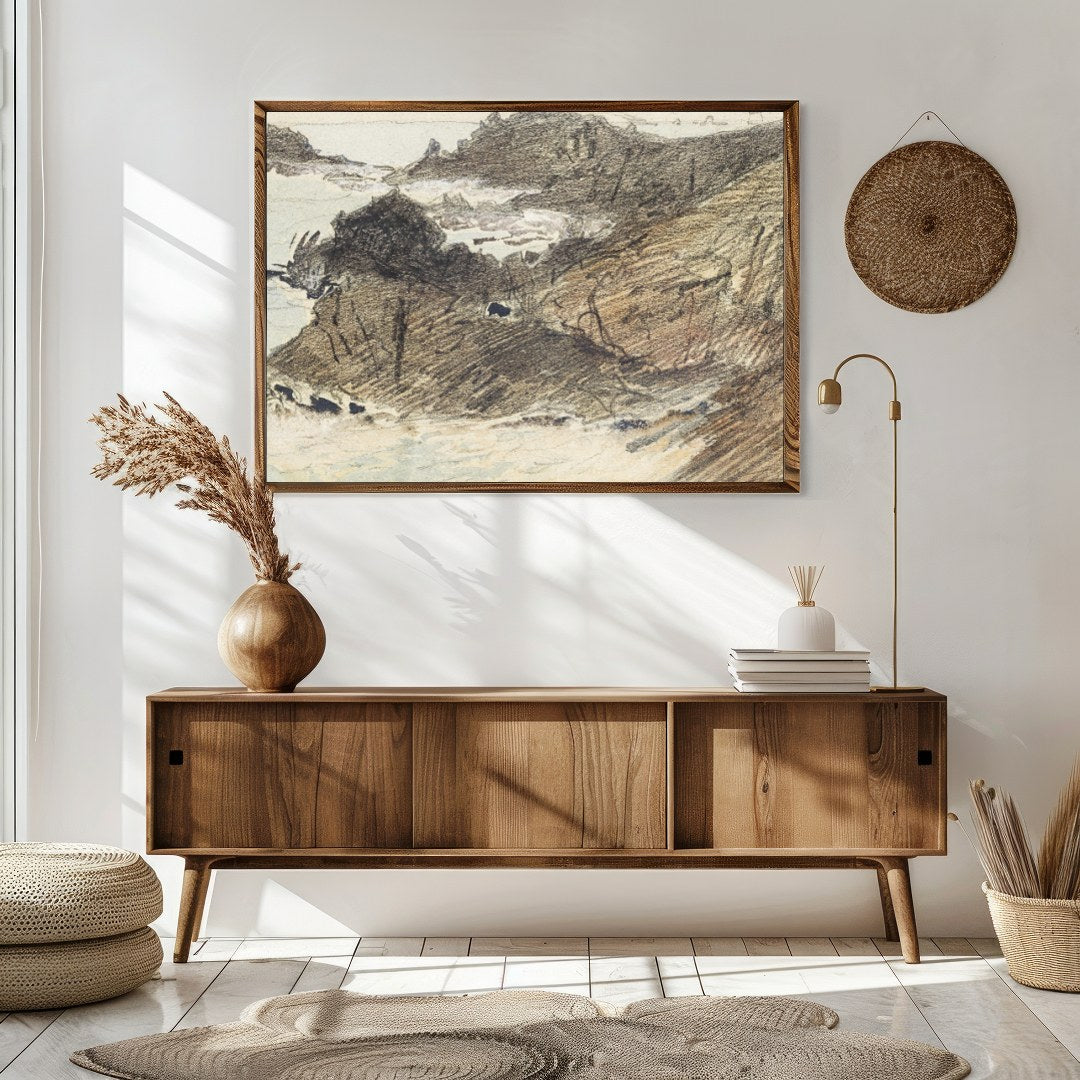 Immerse yourself in the tranquil beauty of the coastline with this exquisite sketch. The delicate for Sitting Area