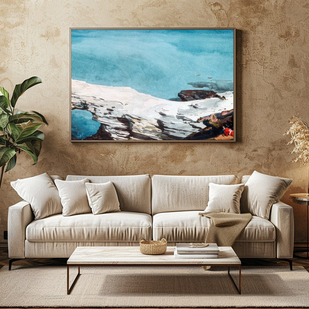 Experience the tranquil beauty of untouched coastlines with this stunning watercolor painting. The for Family Room