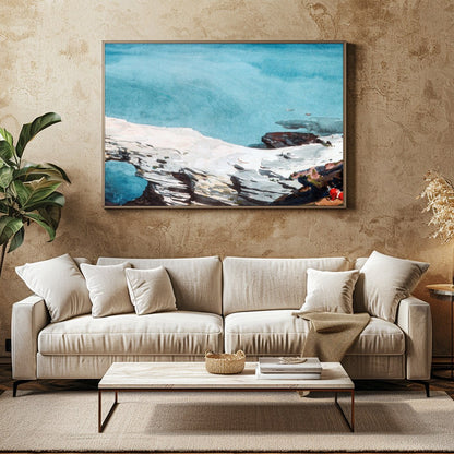 Experience the tranquil beauty of untouched coastlines with this stunning watercolor painting. The for Family Room