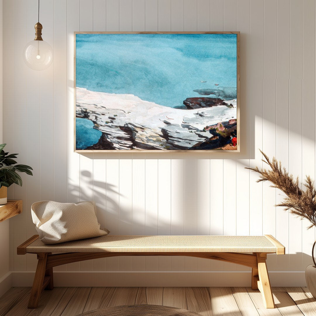 Experience the tranquil beauty of untouched coastlines with this stunning watercolor painting. The for Hallway