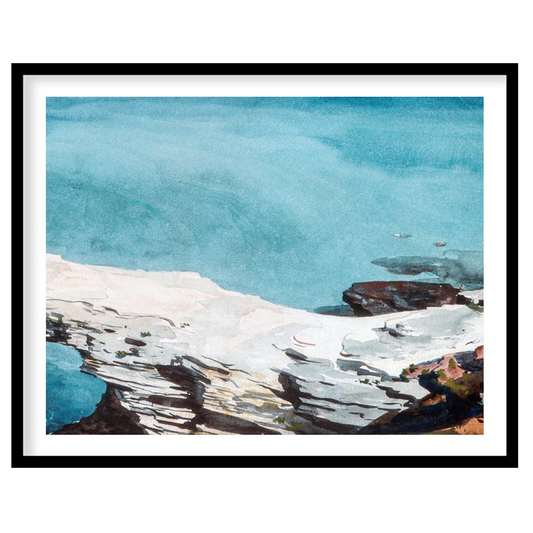 Experience the tranquil beauty of untouched coastlines with this stunning watercolor painting. The for haven