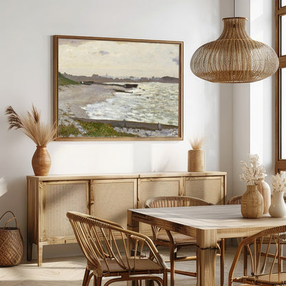 Immerse yourself in the tranquil beauty of this exquisite coastal landscape. This artwork captures for Dining