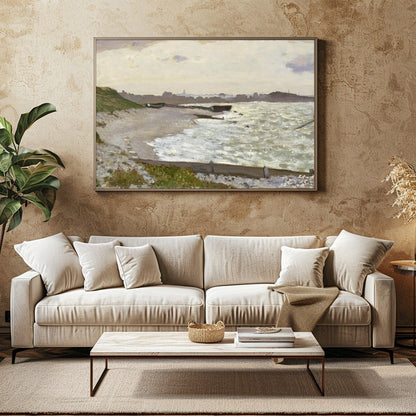 Immerse yourself in the tranquil beauty of this exquisite coastal landscape. This artwork captures for Family Room