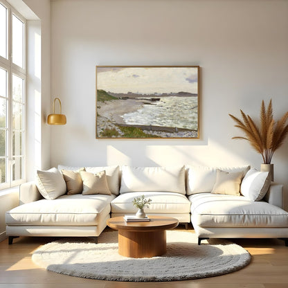 Immerse yourself in the tranquil beauty of this exquisite coastal landscape. This artwork captures for Living Room