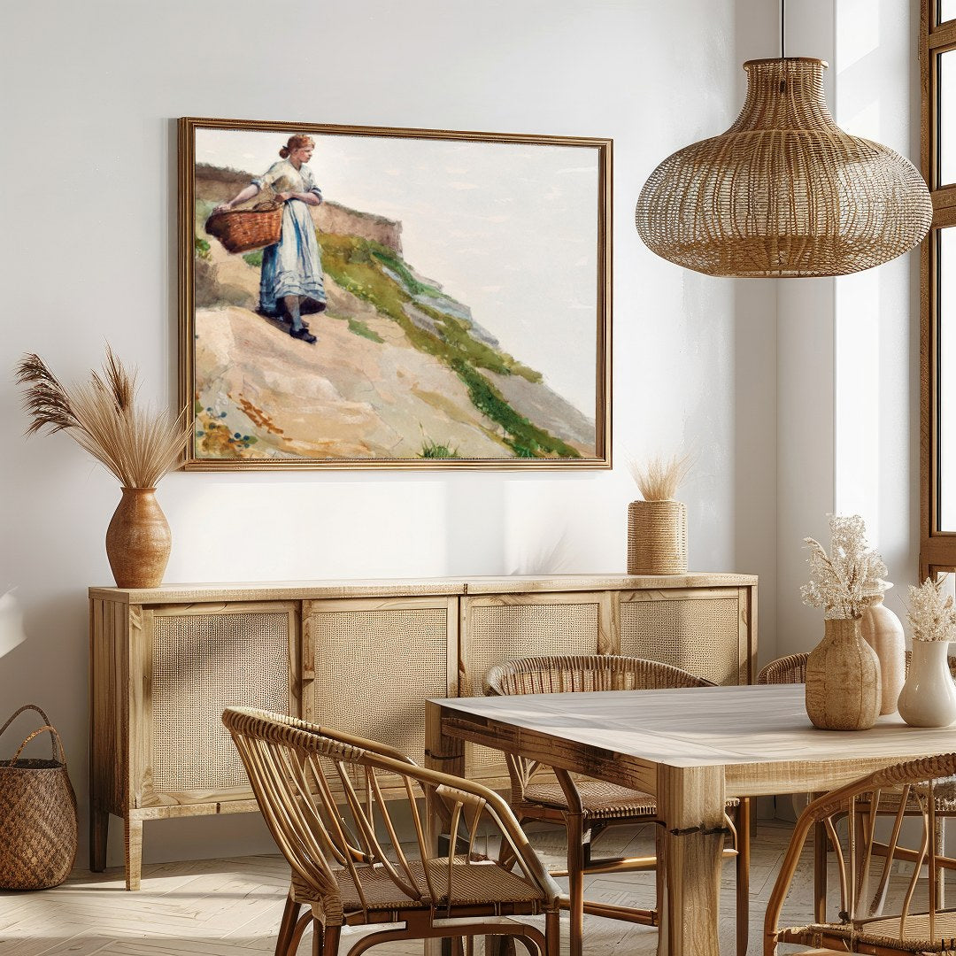 Capture the serene beauty of a coastal landscape with this fine art piece, featuring a solitary for Dining
