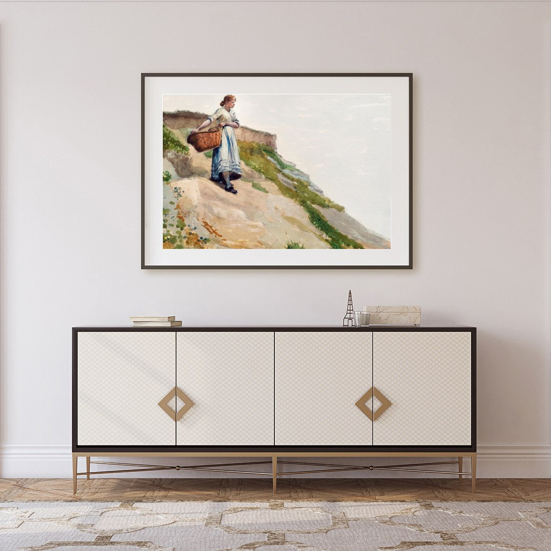 Capture the serene beauty of a coastal landscape with this fine art piece, featuring a solitary for Foyer