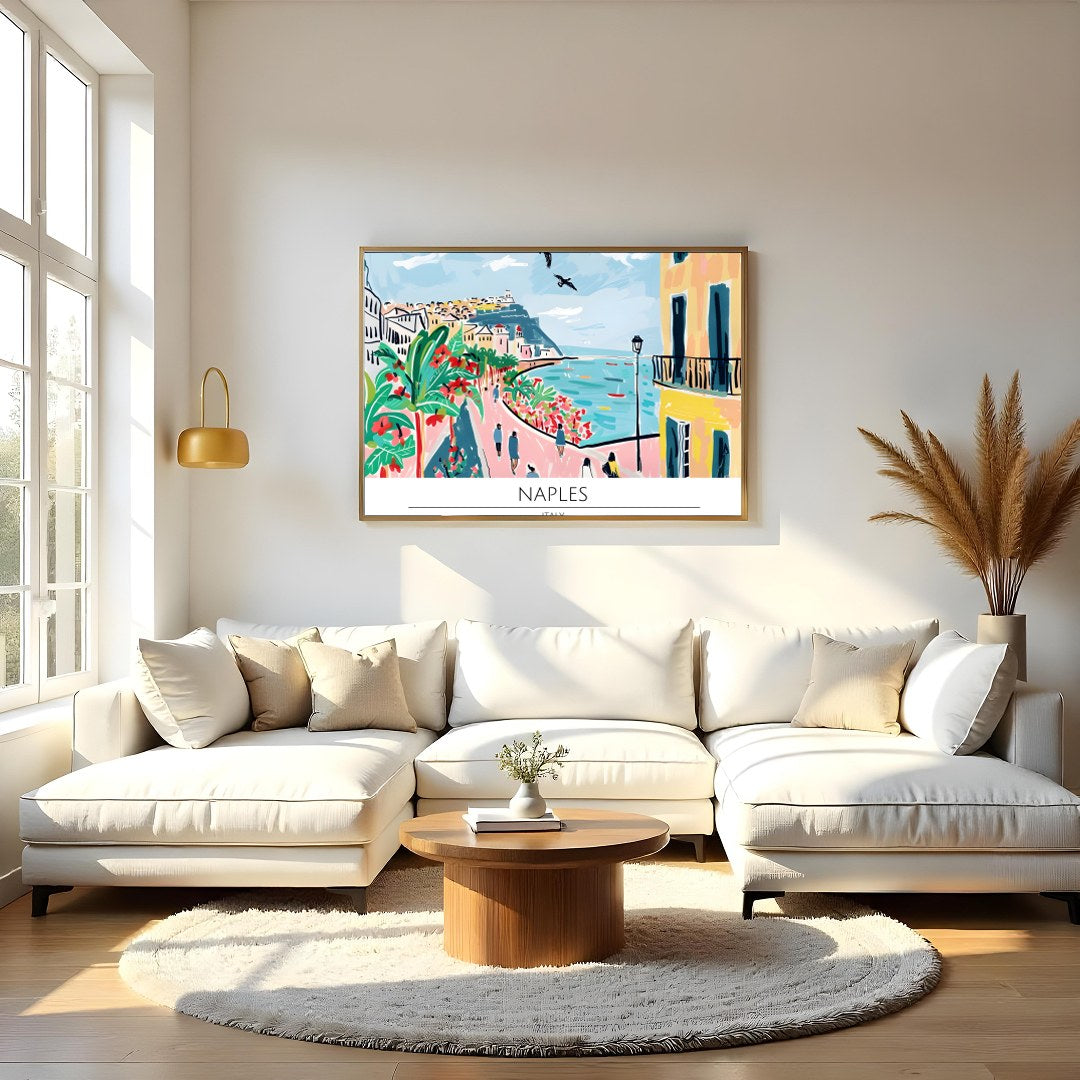 Immerse yourself in the lively charm of Naples with this vivid artwork, showcasing the bustling for Living Room