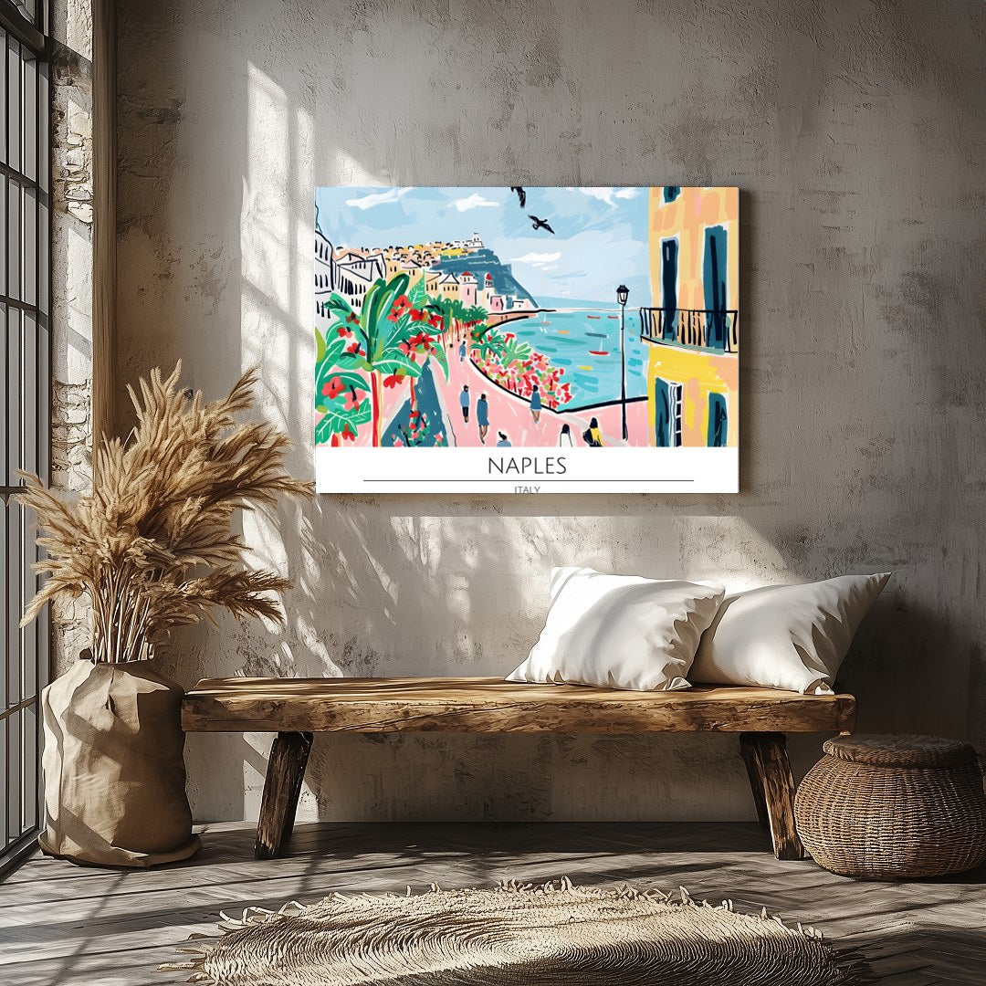 Immerse yourself in the lively charm of Naples with this vivid artwork, showcasing the bustling for Veranda