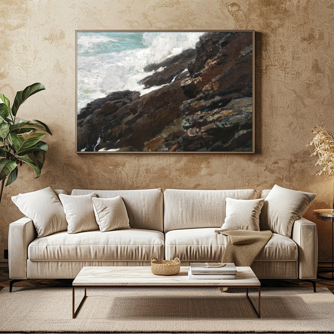 Capture the untamed beauty of nature with this stunning piece of wall art, where rugged cliffs meet for Family Room