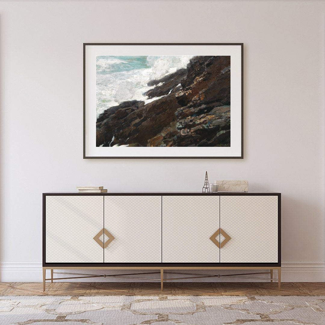 Capture the untamed beauty of nature with this stunning piece of wall art, where rugged cliffs meet for Foyer