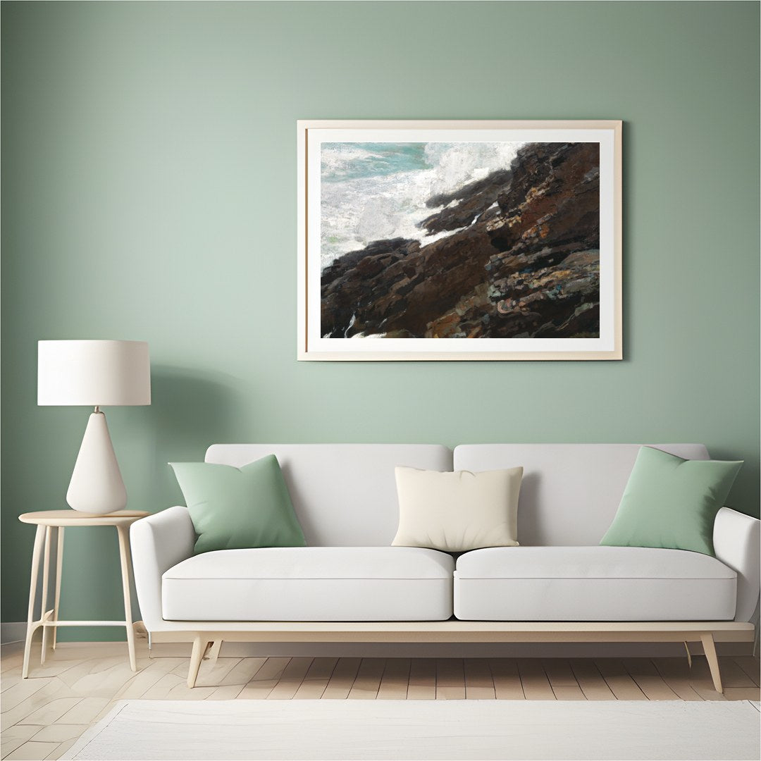 Capture the untamed beauty of nature with this stunning piece of wall art, where rugged cliffs meet for Hall
