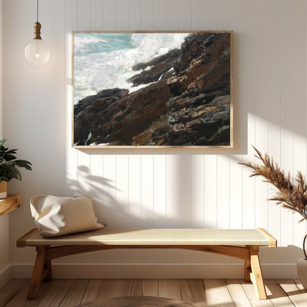 Capture the untamed beauty of nature with this stunning piece of wall art, where rugged cliffs meet for Hallway