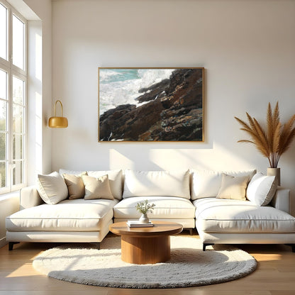 Capture the untamed beauty of nature with this stunning piece of wall art, where rugged cliffs meet for Living Room
