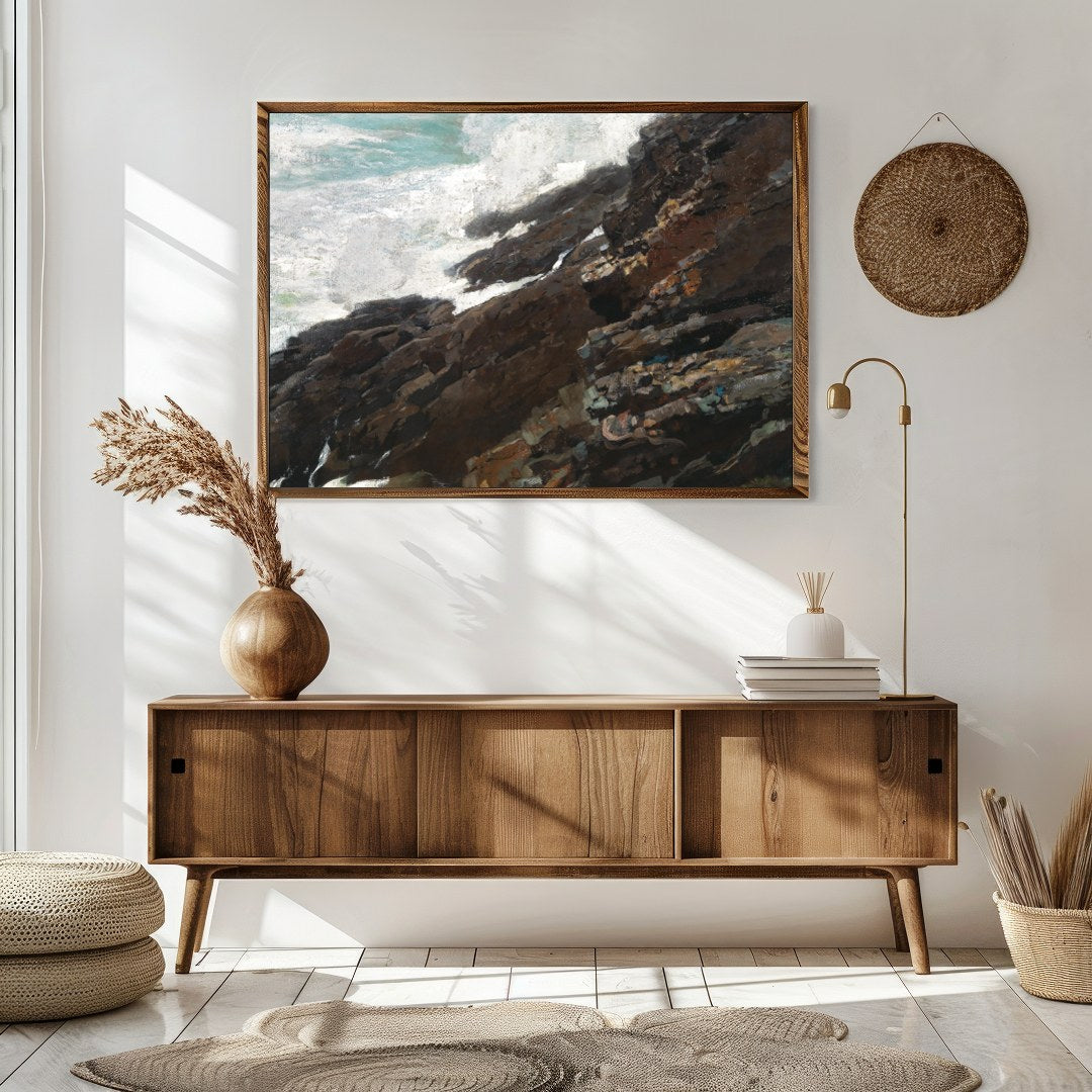 Capture the untamed beauty of nature with this stunning piece of wall art, where rugged cliffs meet for Sitting Area