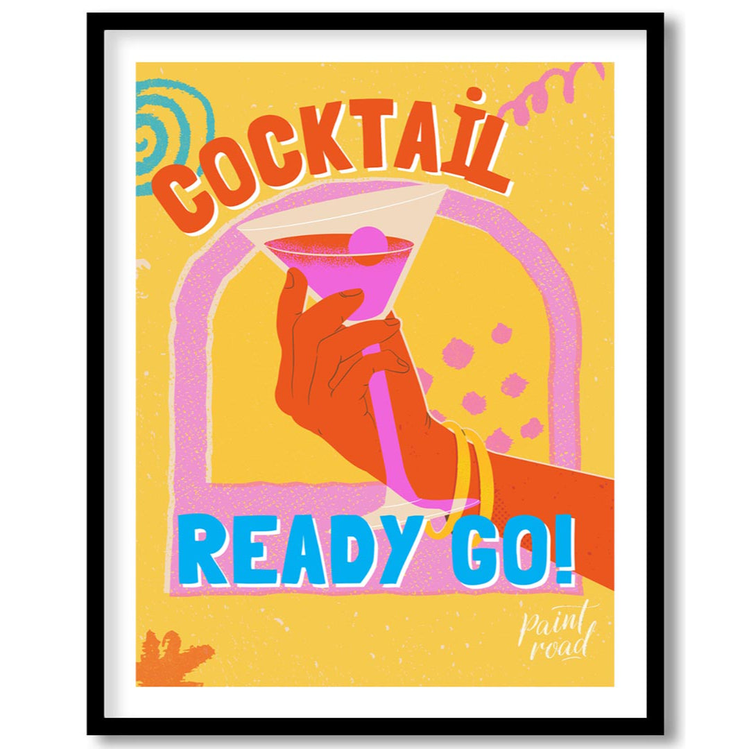 This dynamic and playful poster features a bold illustration of a hand holding a vibrant pink marti… for lovely house