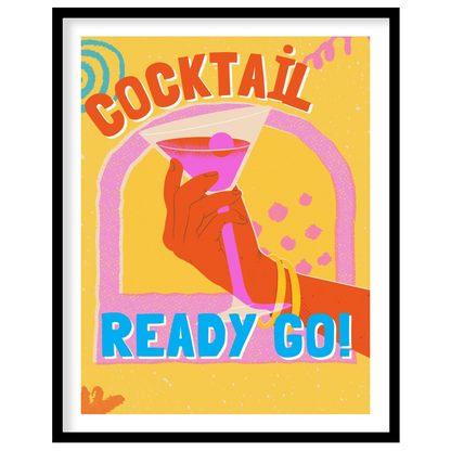 This dynamic and playful poster features a bold illustration of a hand holding a vibrant pink marti… for lovely house