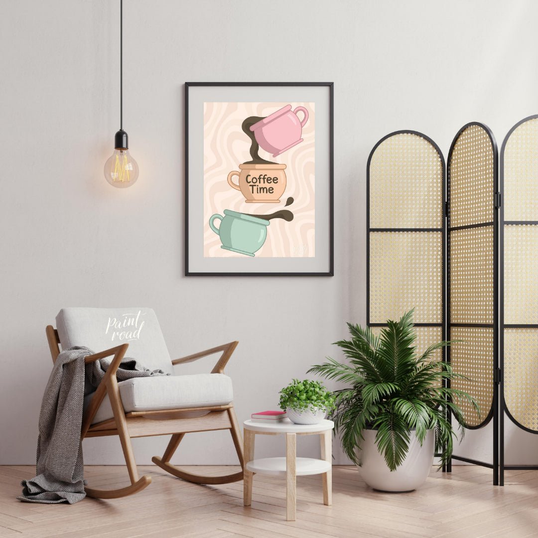 Coffee Time Cascade Painting available online at Paintroad showing aesthetic beverage art and breakfast nook