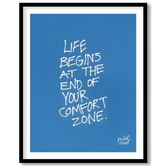 Comfort Zone Quote Painting available online at Paintroad showing blue calm and challenge