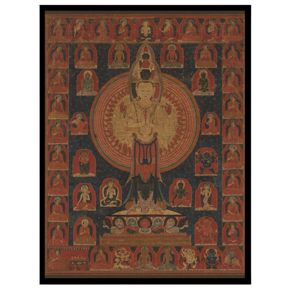 Immerse yourself in the tranquil beauty of this Avalokiteshvara Thangka, a masterpiece of Tibetan for sanctuary