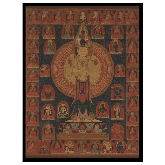 Immerse yourself in the tranquil beauty of this Avalokiteshvara Thangka, a masterpiece of Tibetan for sanctuary