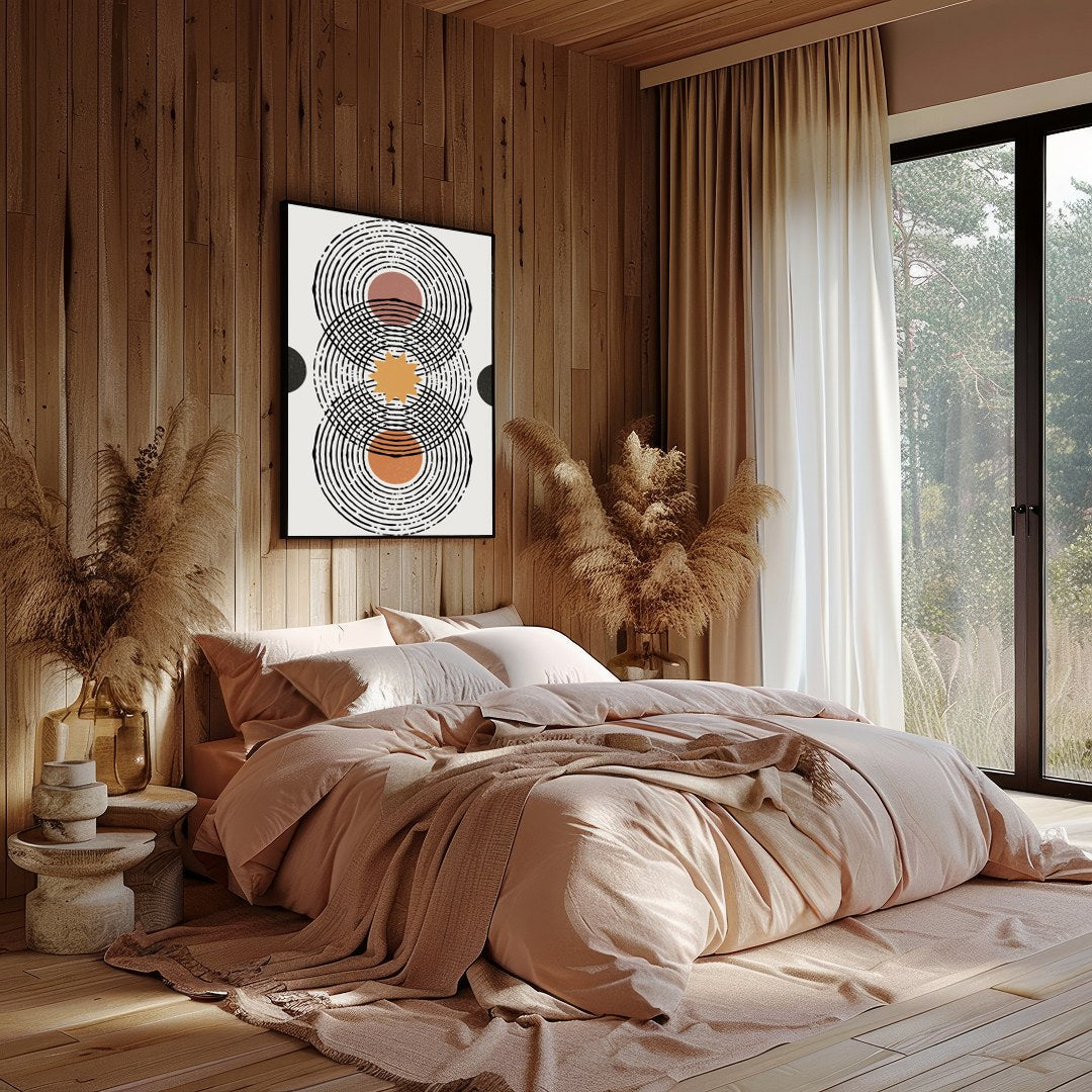 Discover the elegance of symmetry with 'Concentric Harmony,' a beautifully balanced piece melding for Bedroom