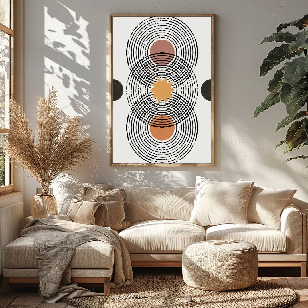 Discover the elegance of symmetry with 'Concentric Harmony,' a beautifully balanced piece melding for Sitting Area