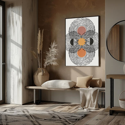 This modern abstract artwork captures the viewer with its mesmerizing concentric patterns and for area