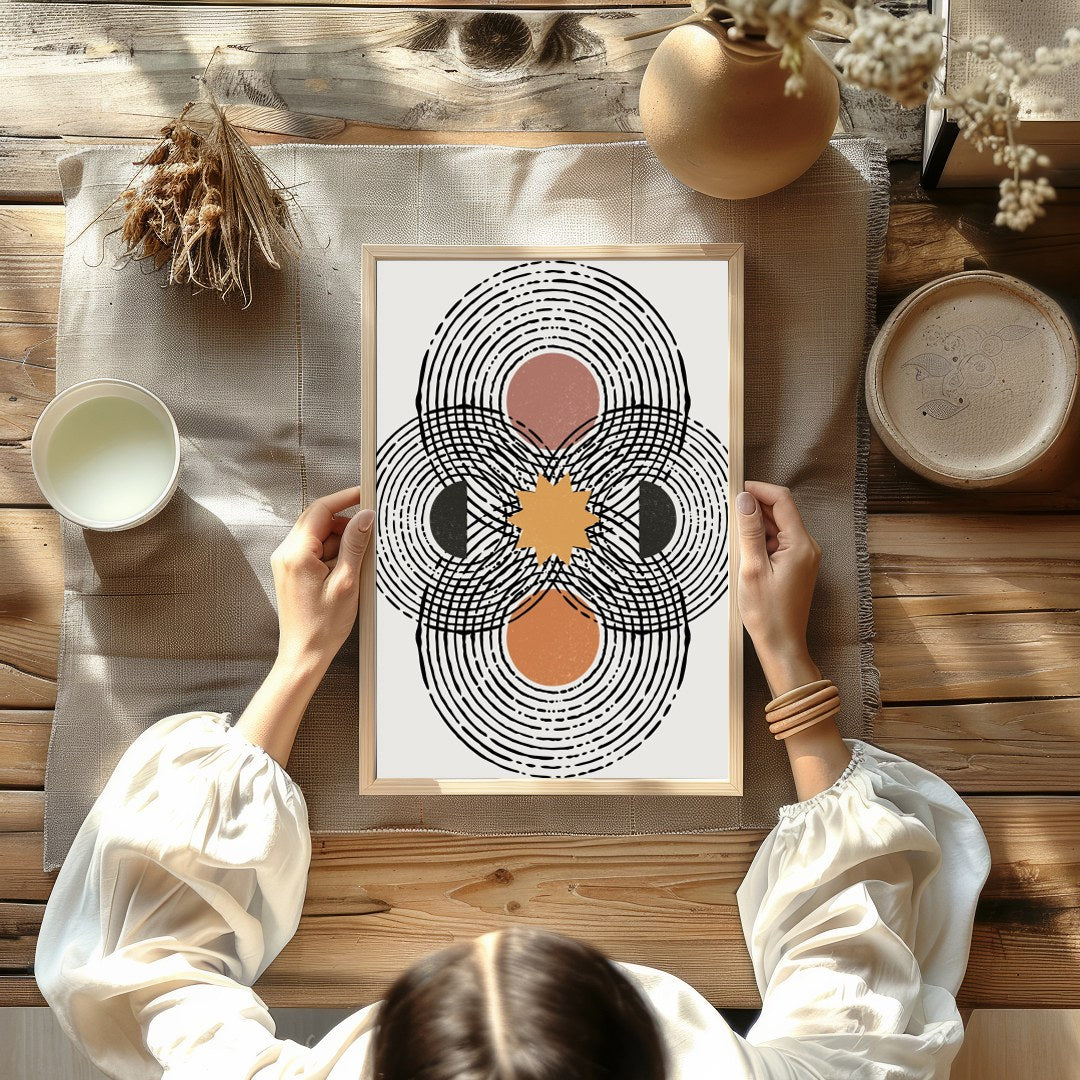 This modern abstract artwork captures the viewer with its mesmerizing concentric patterns and for Kitchen