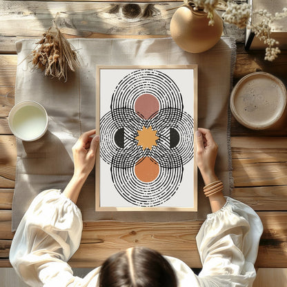 This modern abstract artwork captures the viewer with its mesmerizing concentric patterns and for Kitchen