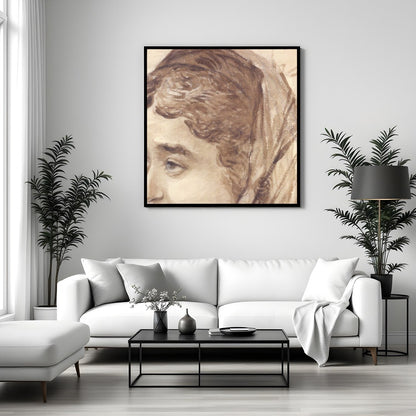 This exquisite sketch captures a moment of serene contemplation. The delicate use of sepia tones for Sitting Area