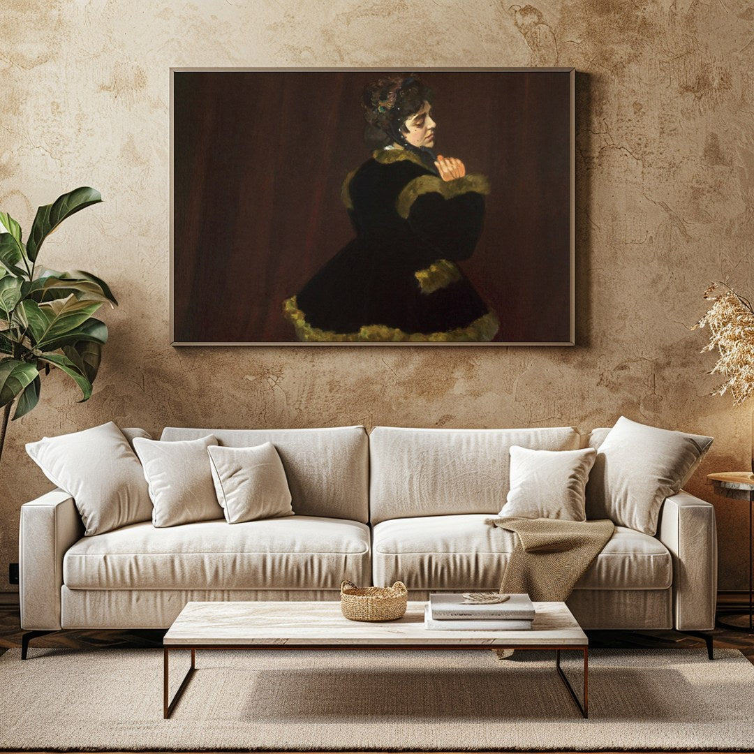 Immerse yourself in the delicate allure of vintage charm with this captivating portrait. The deep for Family Room