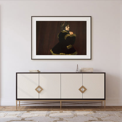 Immerse yourself in the delicate allure of vintage charm with this captivating portrait. The deep for Foyer