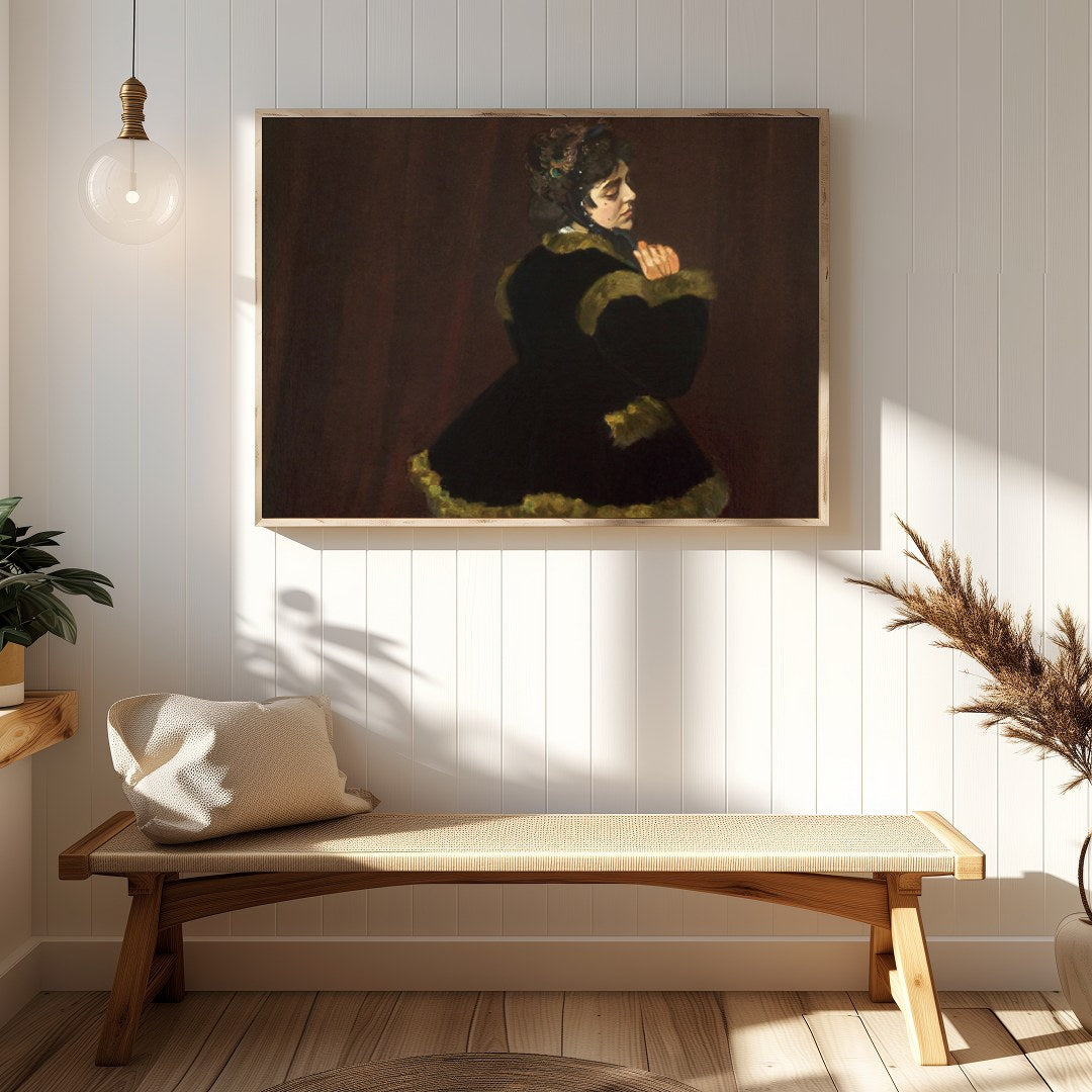 Immerse yourself in the delicate allure of vintage charm with this captivating portrait. The deep for Hallway