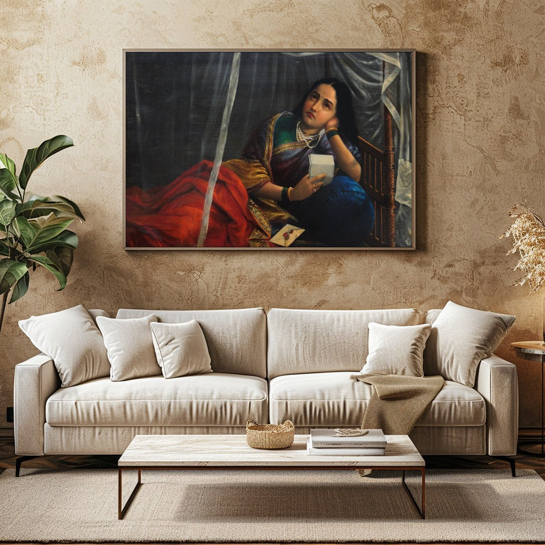 This evocative artwork captures a moment of introspection as a figure rests beneath a delicate for Family Room