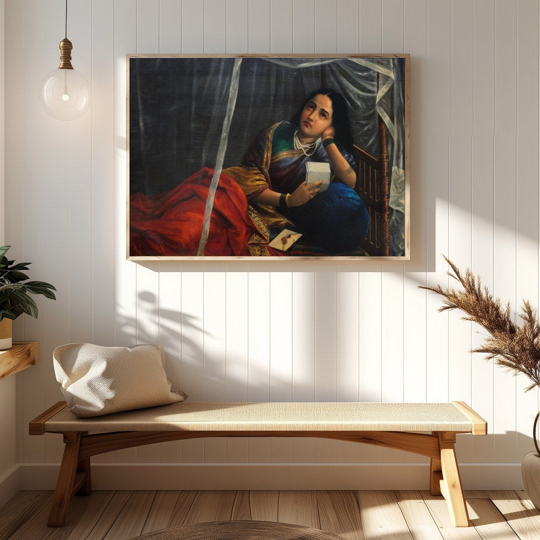 This evocative artwork captures a moment of introspection as a figure rests beneath a delicate for Hallway