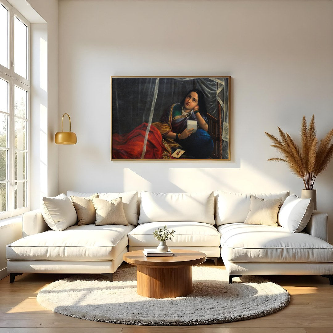 This evocative artwork captures a moment of introspection as a figure rests beneath a delicate for Living Room