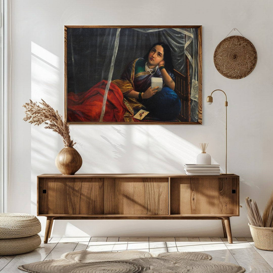 This evocative artwork captures a moment of introspection as a figure rests beneath a delicate for Sitting Area