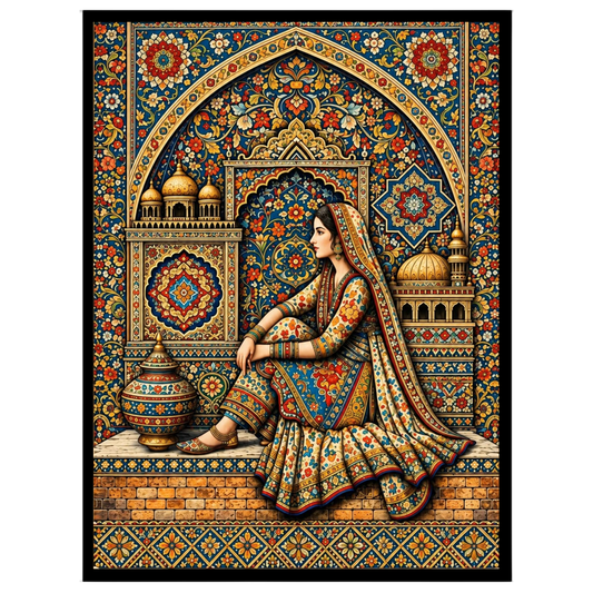 Immerse yourself in the intricate elegance of Mughal artistry with this exquisite print. Featuring for residence