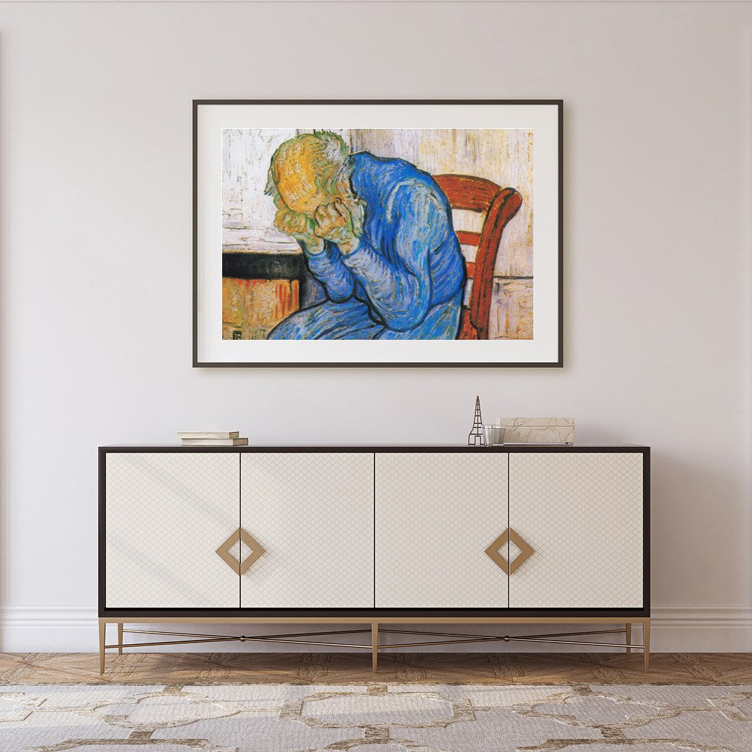 This evocative artwork captures the essence of deep introspection with its striking use of color for Foyer