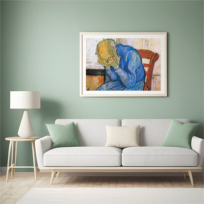 This evocative artwork captures the essence of deep introspection with its striking use of color for Hall