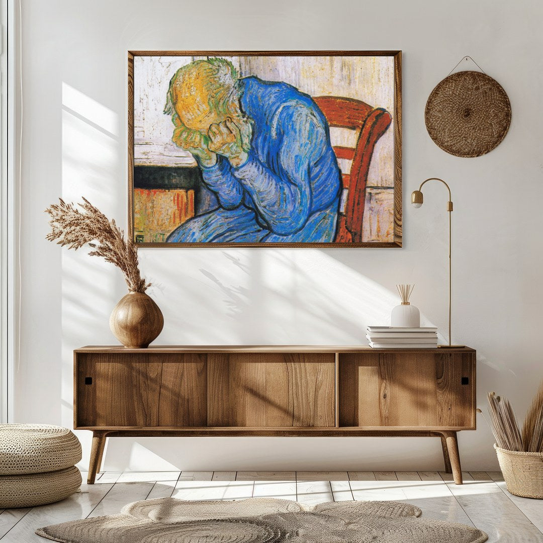 This evocative artwork captures the essence of deep introspection with its striking use of color for Sitting Area