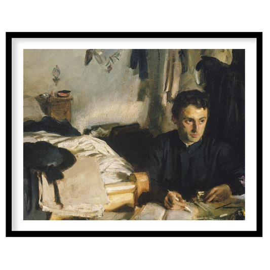 This evocative piece captures a moment of introspection, with a solitary figure enveloped in the for dwelling