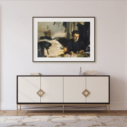 This evocative piece captures a moment of introspection, with a solitary figure enveloped in the for Foyer